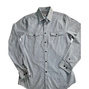 Express Extra Slim Fit Button Down Shirt Dotted Pattern Long Sleeve S